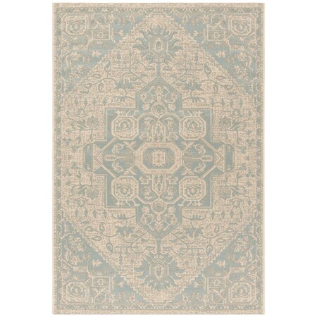 Safavieh 5 ft. 1 in. x 7 ft. 6 in. Linden 100 Global Medium Rectangular Area Rug Aqua & Cream LND138K-5